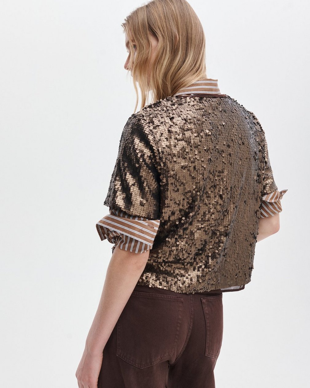 Lucy Sequined Tee - Coffee - Image 5
