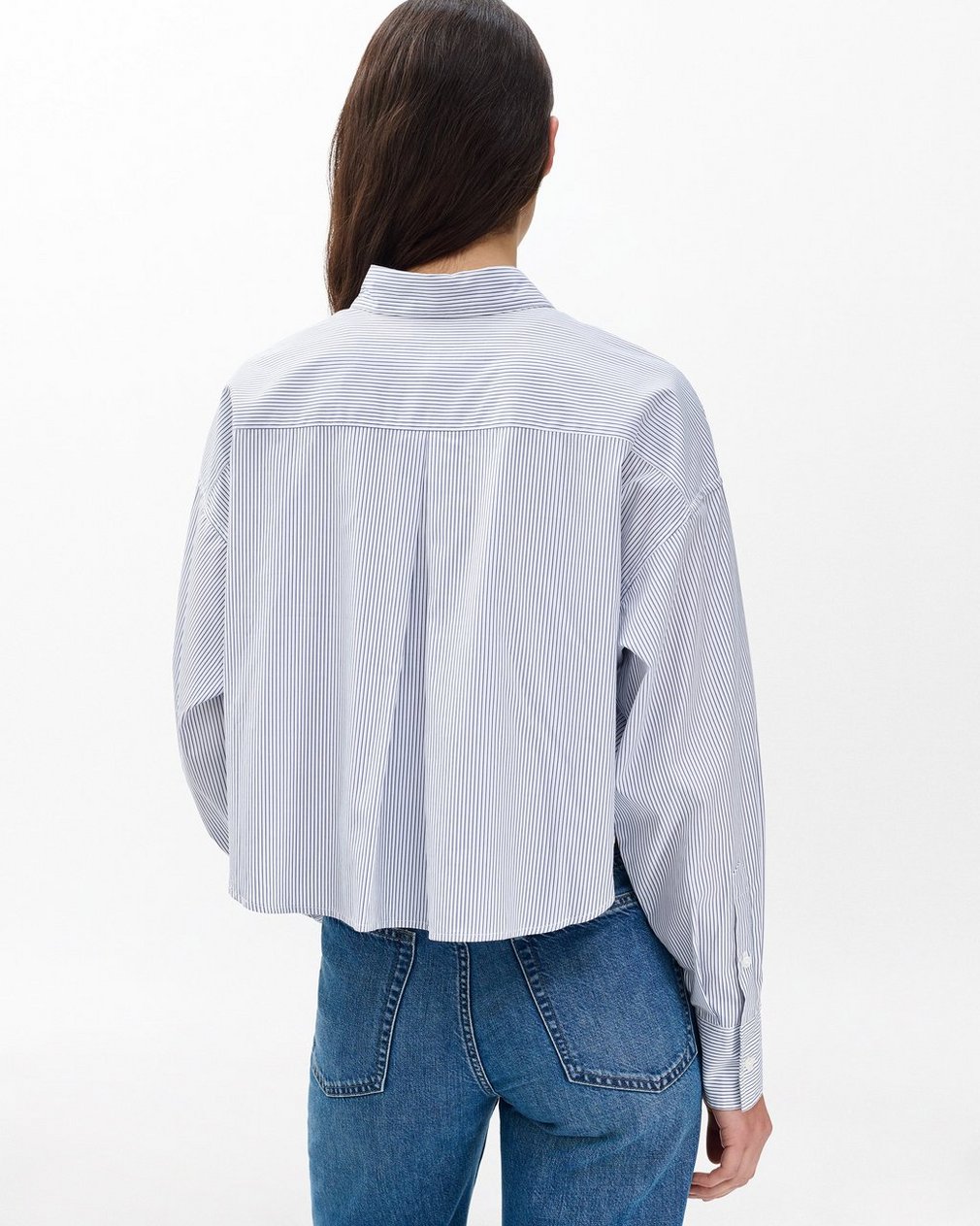 Marin Cropped Striped Shirt - White Stripe - Image 6