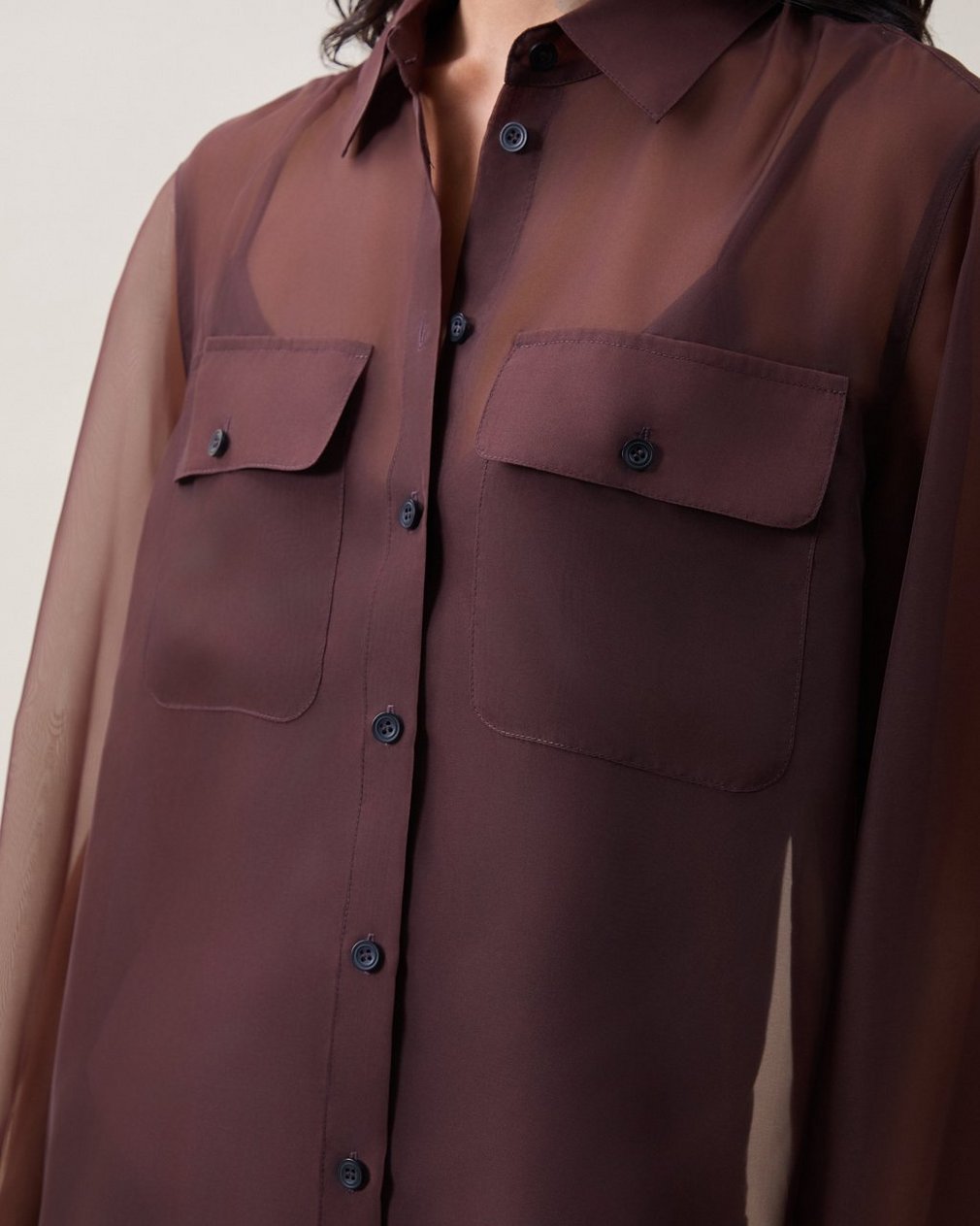 Sonica Organza Shirt - Espresso - Image 3