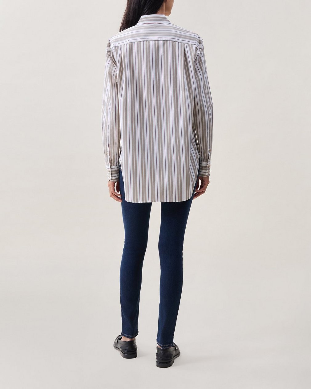 Monty Striped Poplin Shirt - Taupe Stripe - Image 2