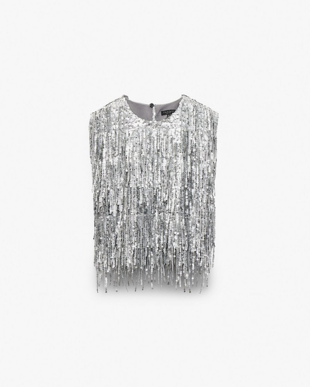Billie Sequined Tassel Top - Gunmetal - Image 2