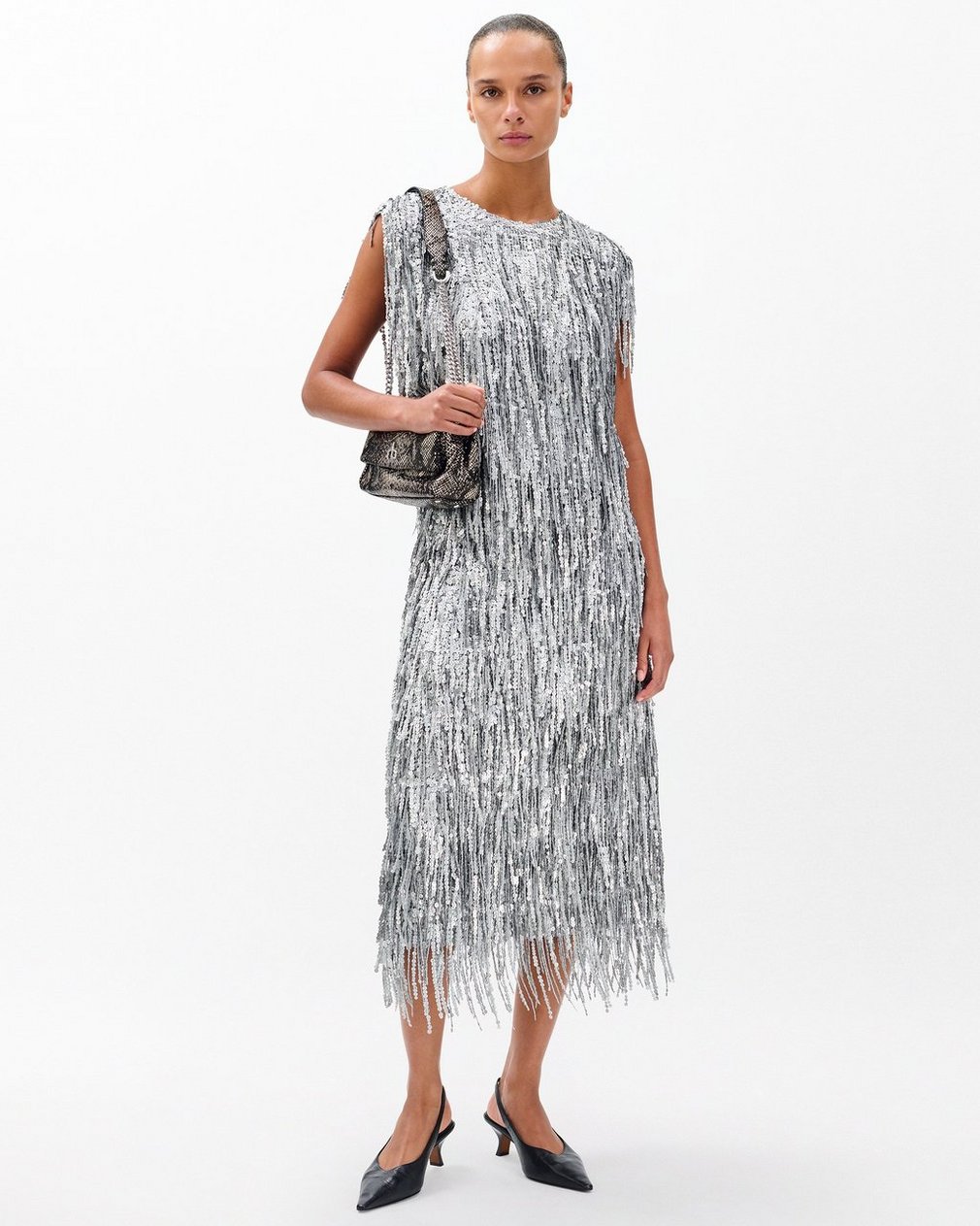 Billie Sequined Tassel Top - Gunmetal - Image 6