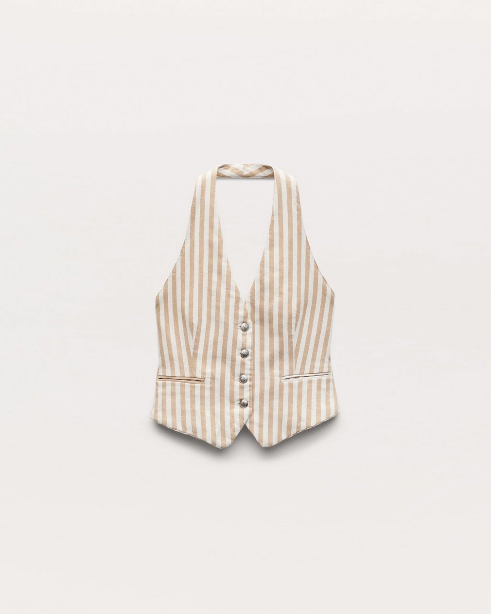 Ethel Striped Denim Vest - Tan Stripe - Image 2