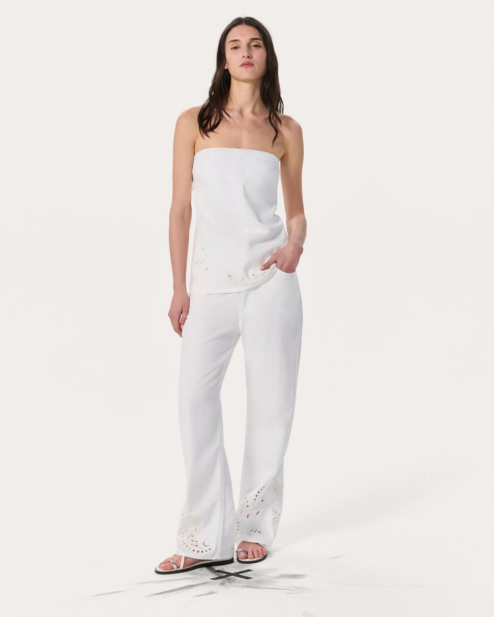 Aurora Denim Top - White Eyelet - Image 7
