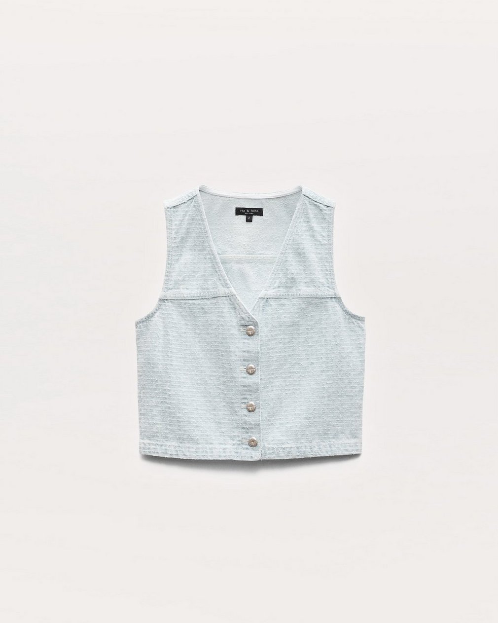 Juliana Textured Denim Vest - Sky Blue Tweed - Image 2