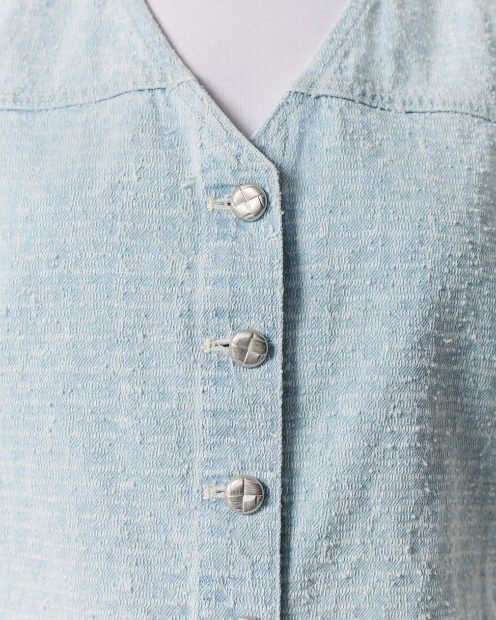 Juliana Textured Denim Vest - Sky Blue Tweed - Image 3