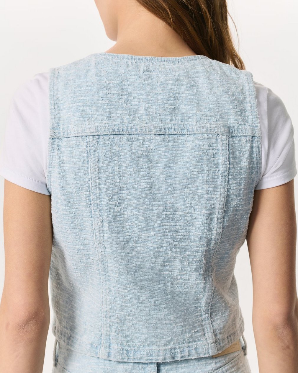 Juliana Textured Denim Vest - Sky Blue Tweed - Image 6