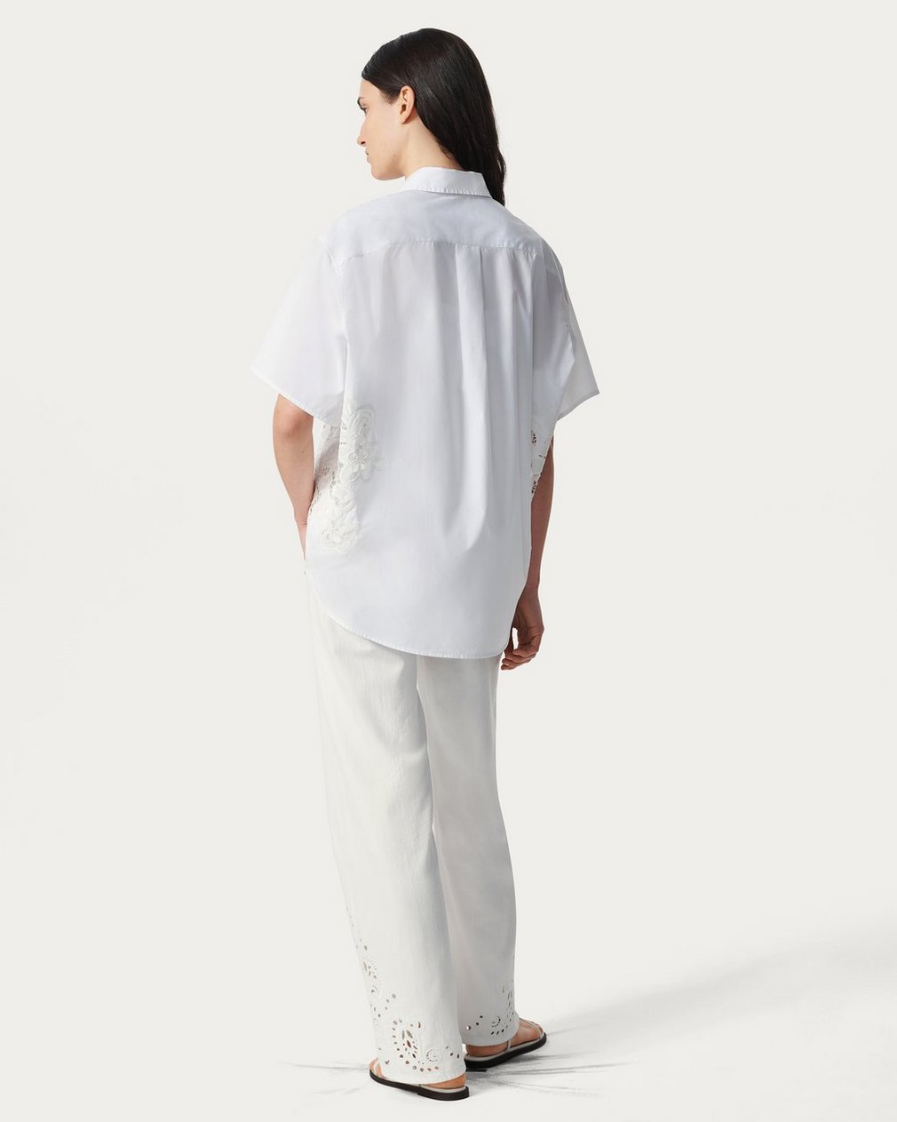 Amy Lace Poplin Shirt - White Lace - Image 6