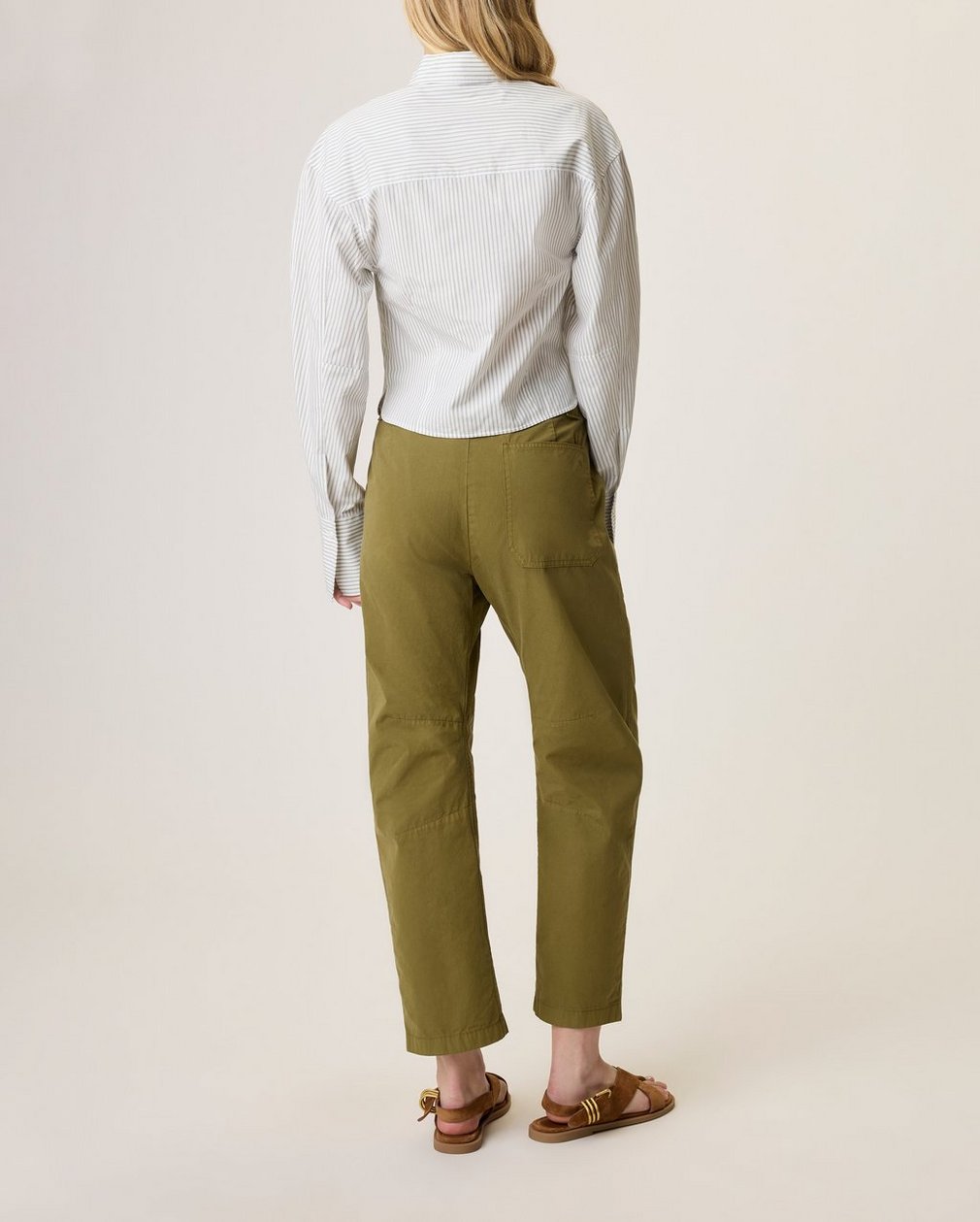 Becca Poplin Stripe Shirt - Moss Stripe - Image 2