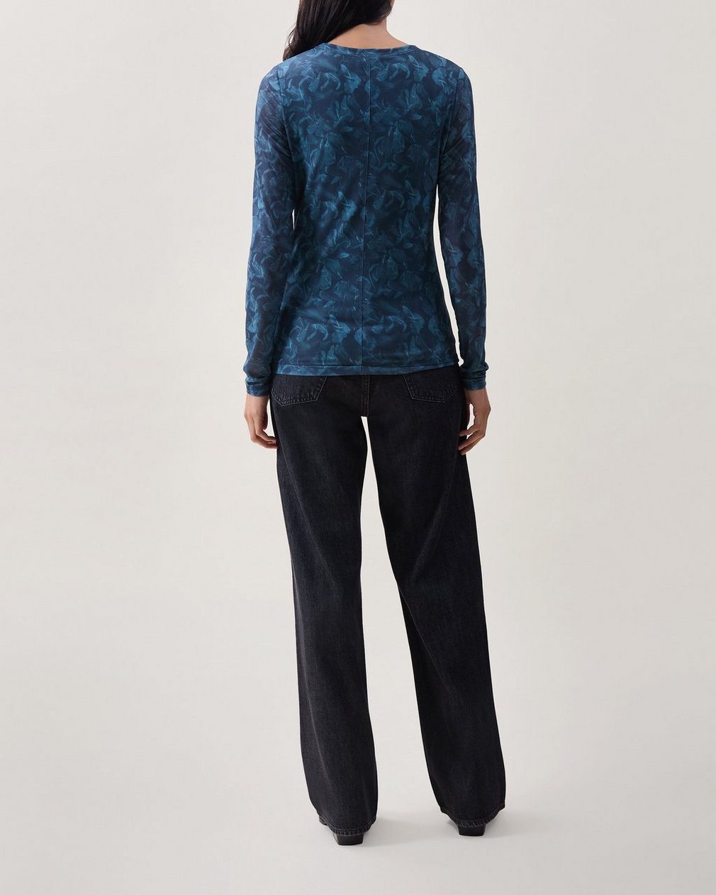 Aliyah Mesh Crewneck Top - Teal Multi - Image 2
