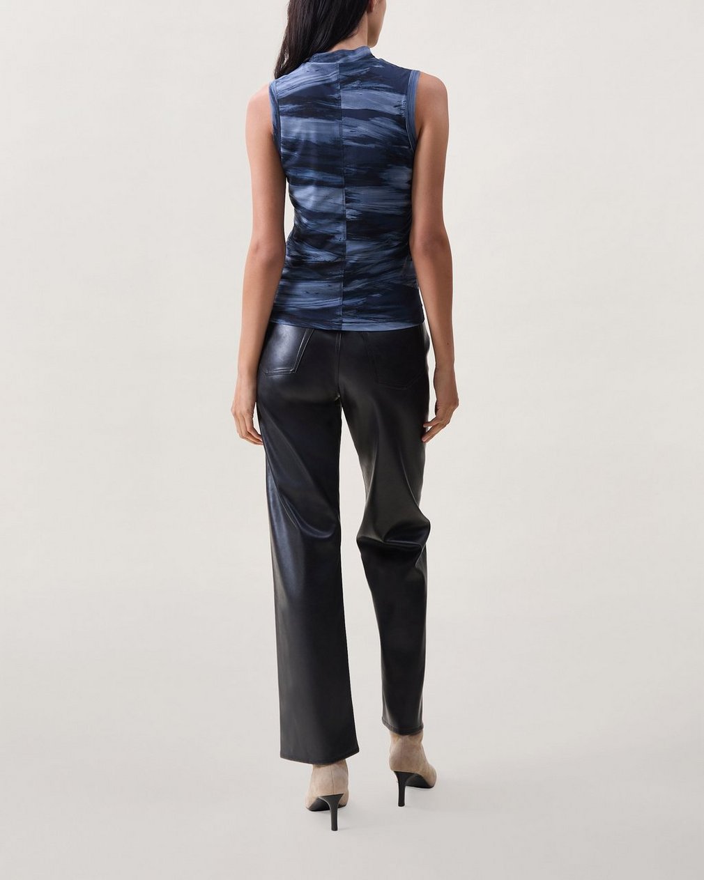 Aliyah Mesh Mockneck Top - Navy Multi - Image 2