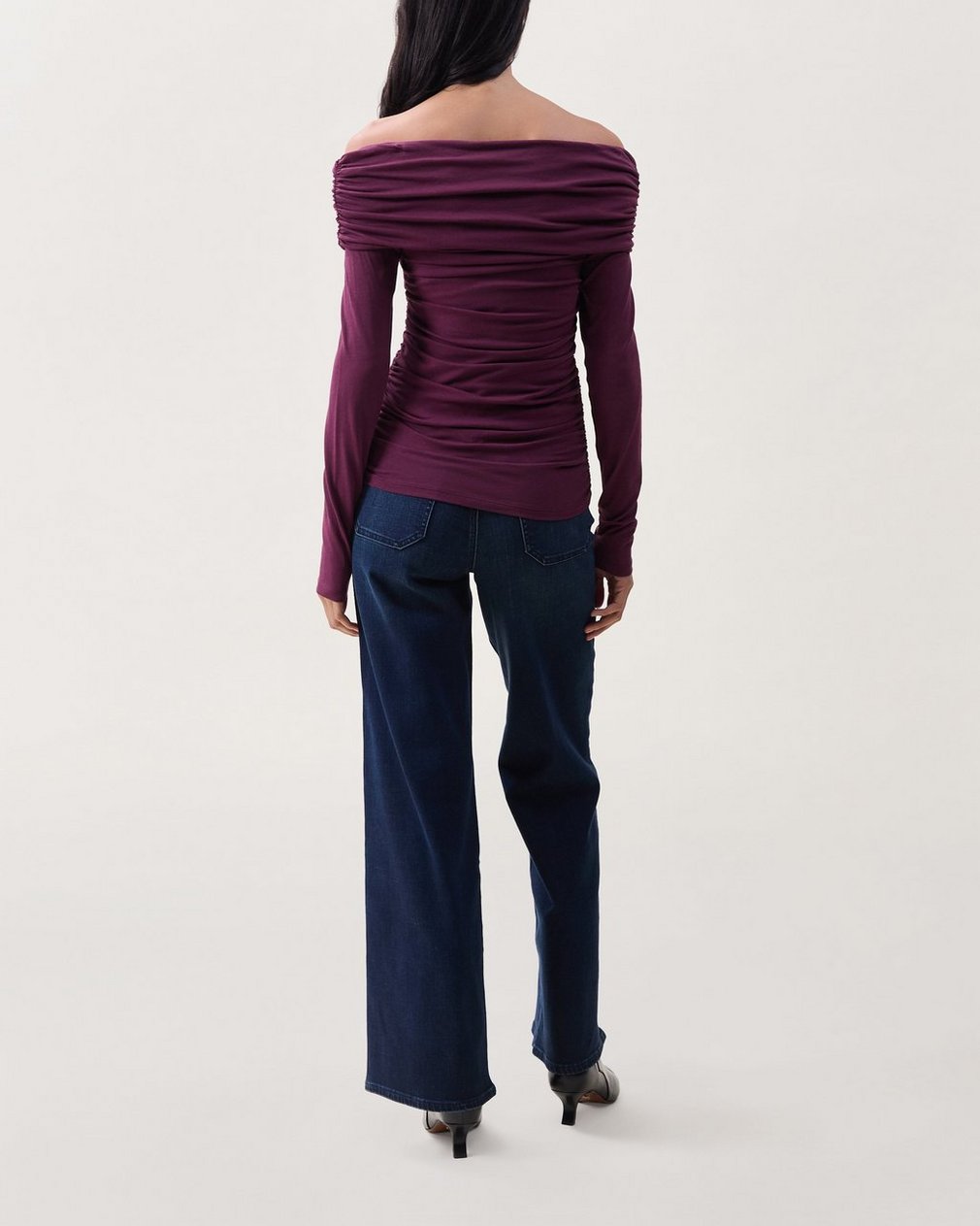 Lucy Off-Shoulder Ruched Top - Dark Berry - Image 2