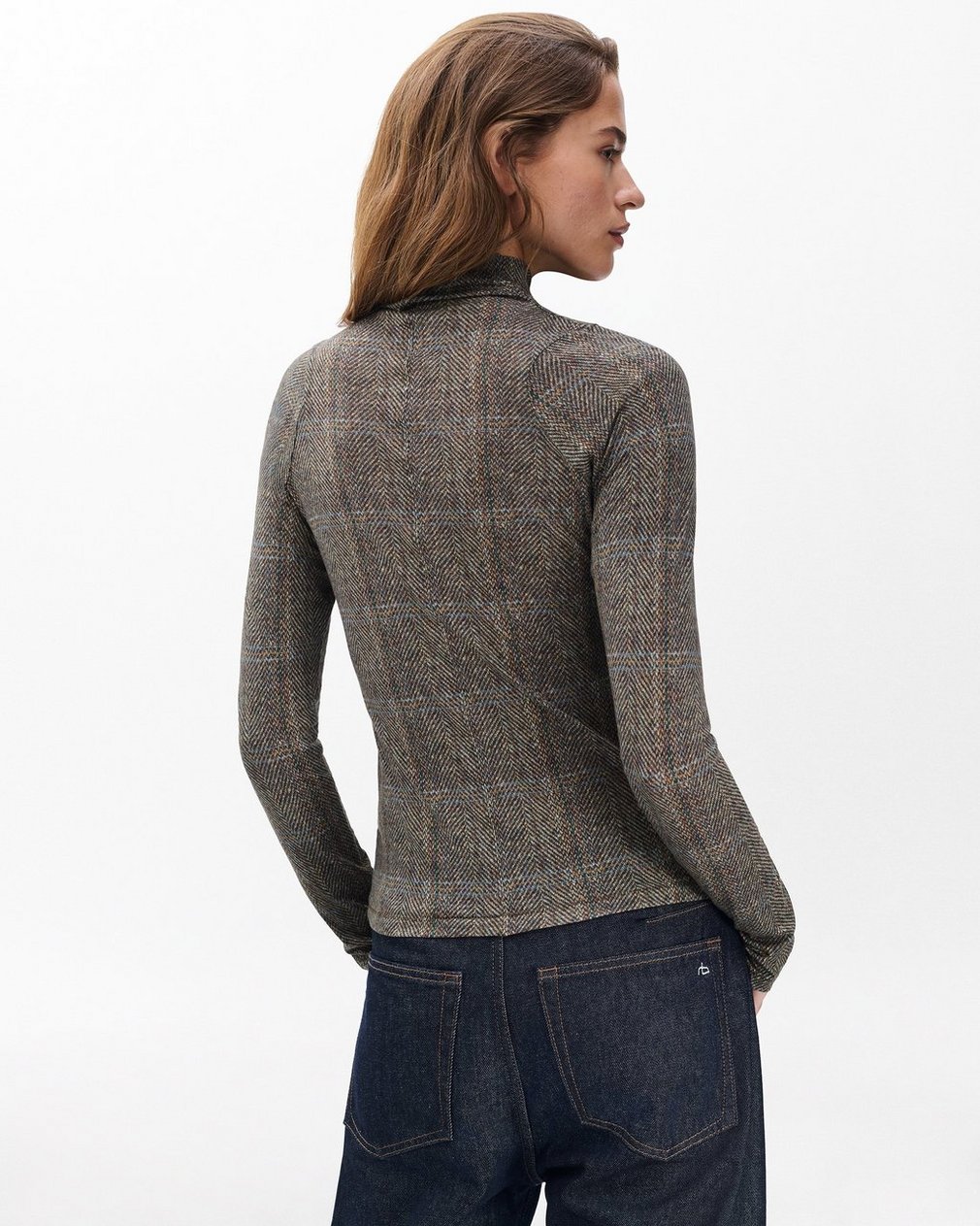 Shaw Plaid Turtleneck Tee - Brown Multi - Image 7