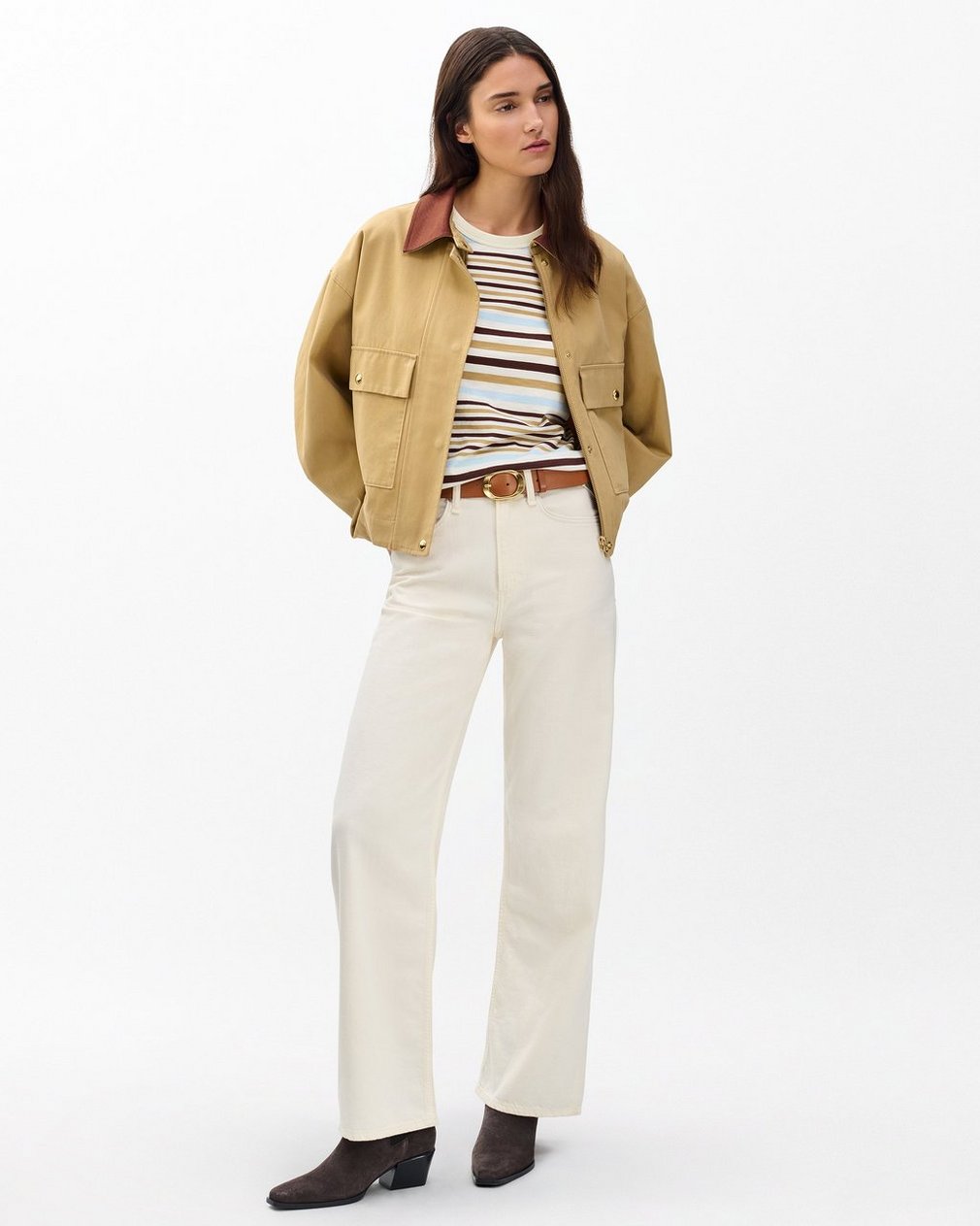 The Slub Striped Tee - Ivory Multi - Image 3