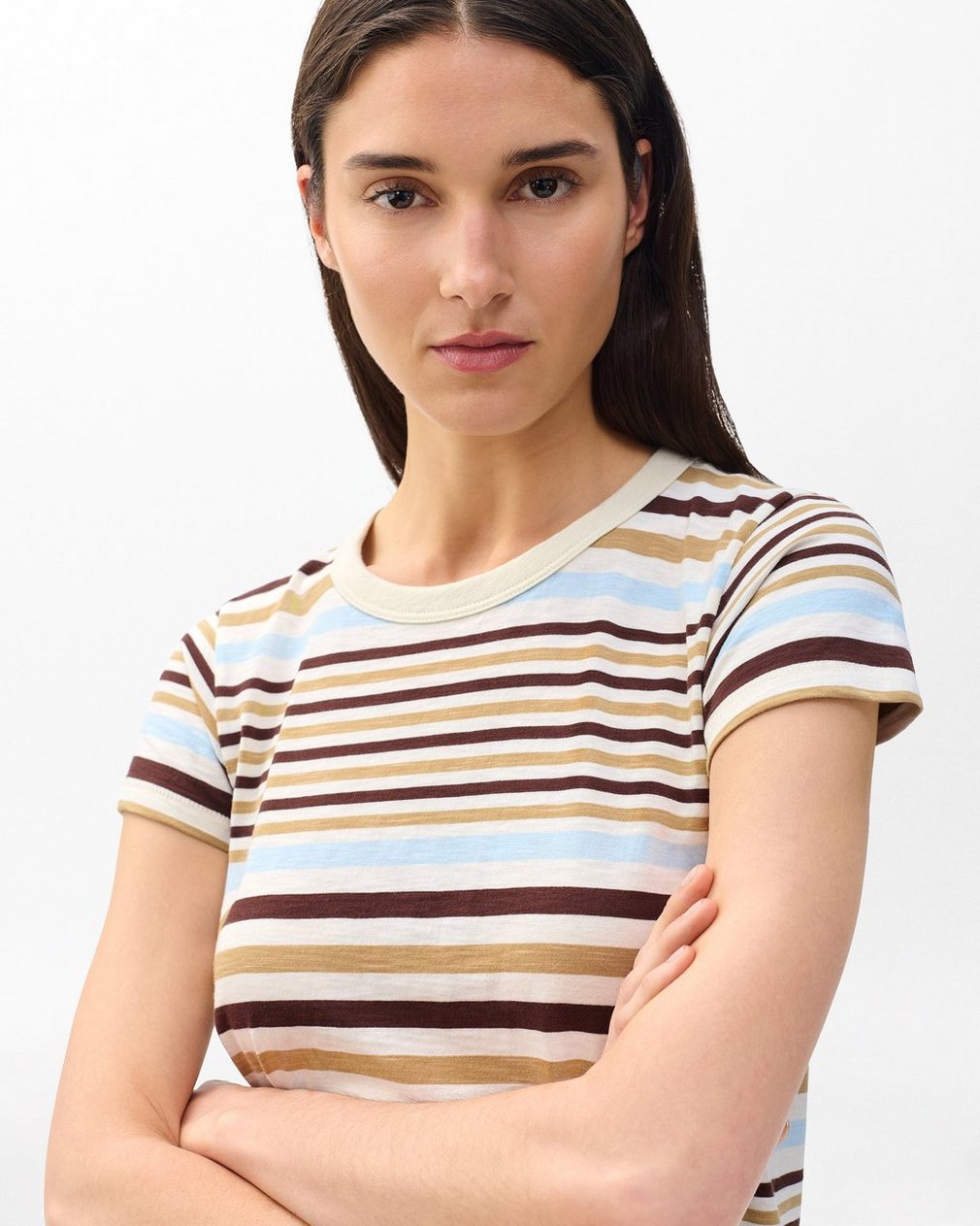 The Slub Striped Tee - Ivory Multi - Image 4