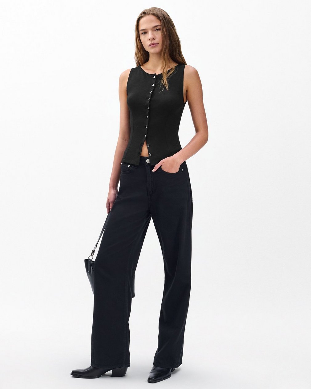 The Knit Boatneck Vest - Black - Image 3
