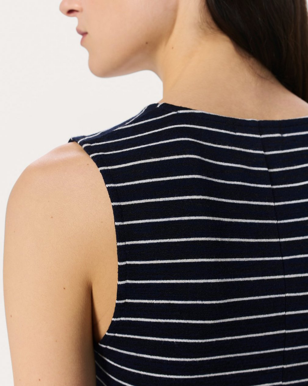 Knit Striped Button Tank Top - Navy Multi - Image 5