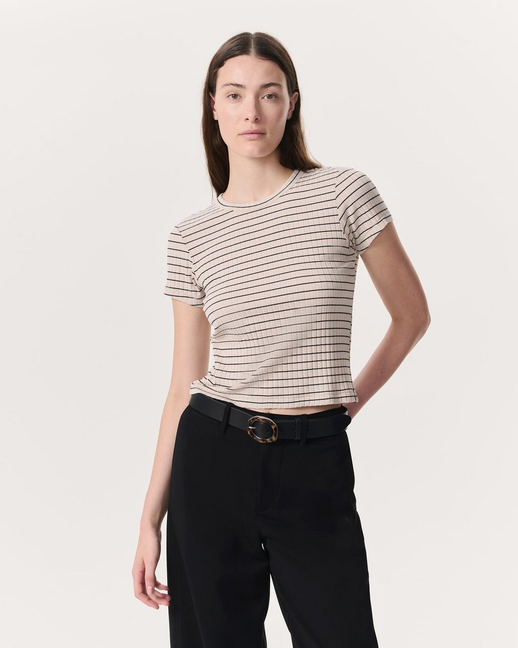 Luca Striped Ribbed-Knit Baby T-Shirt - Ivory Multi