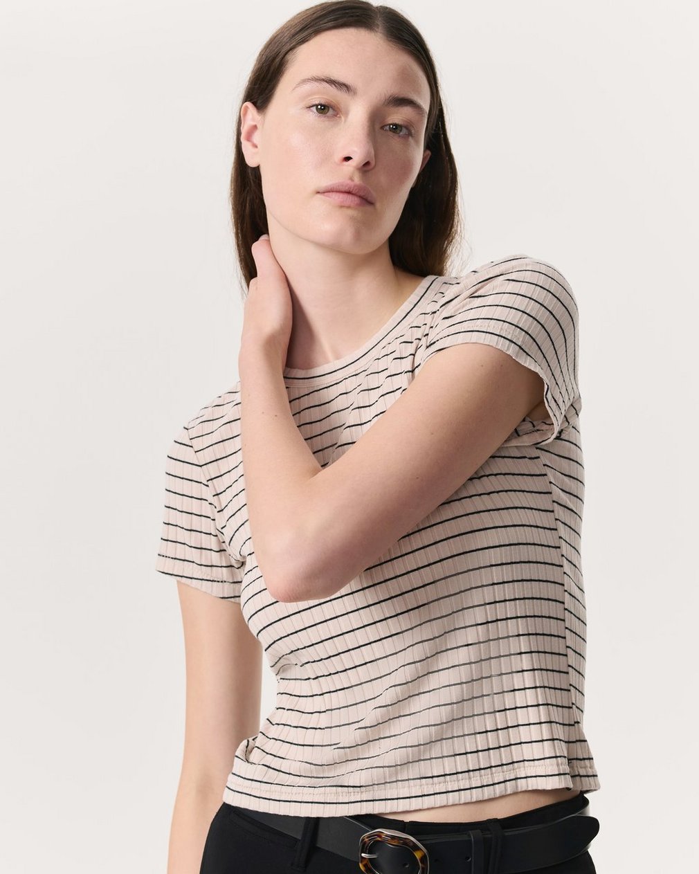 Luca Striped Ribbed-Knit Baby T-Shirt - Ivory Multi - Image 3