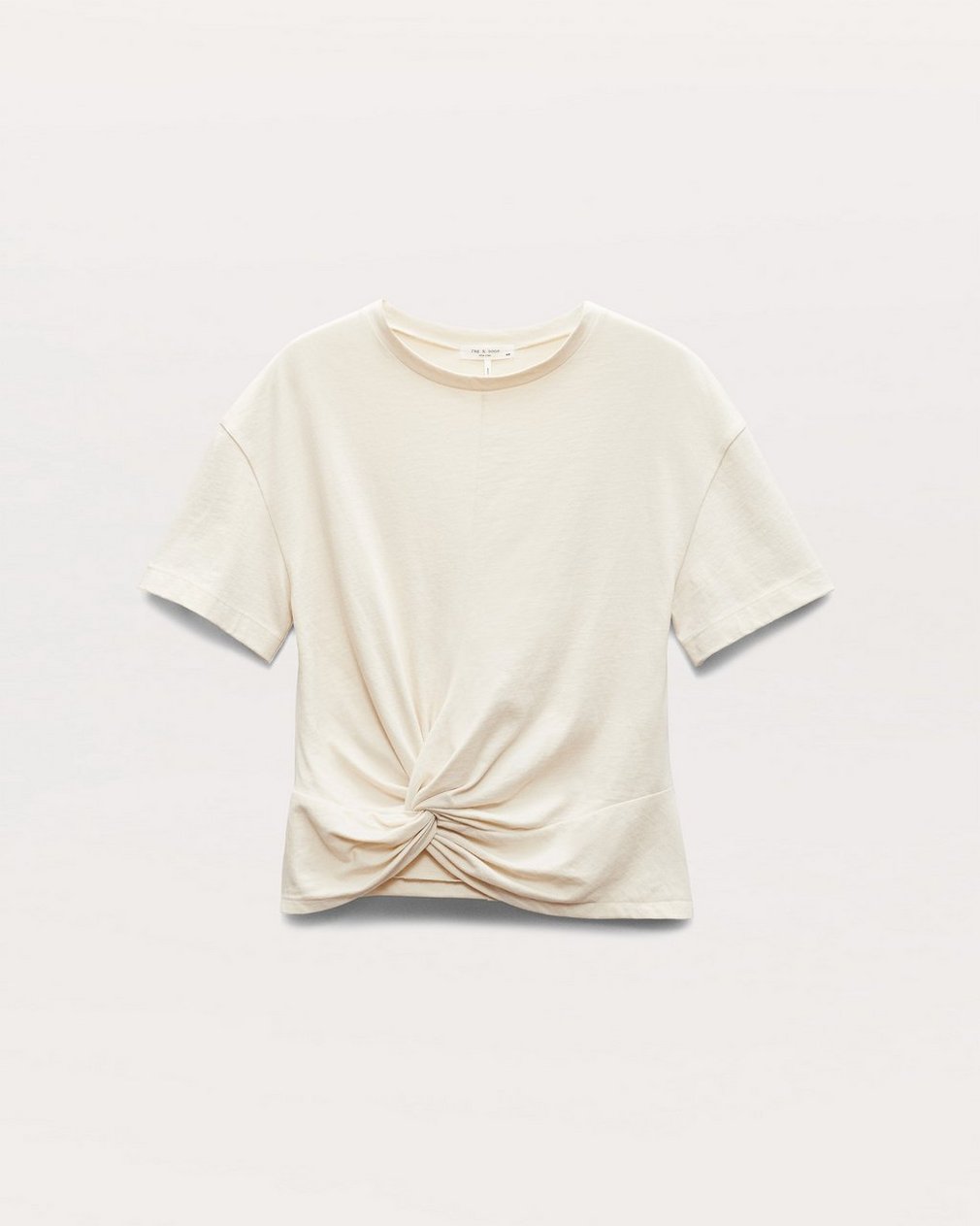 Mica Twist-Detail Draped Cotton T-Shirt - Ivory - Image 2