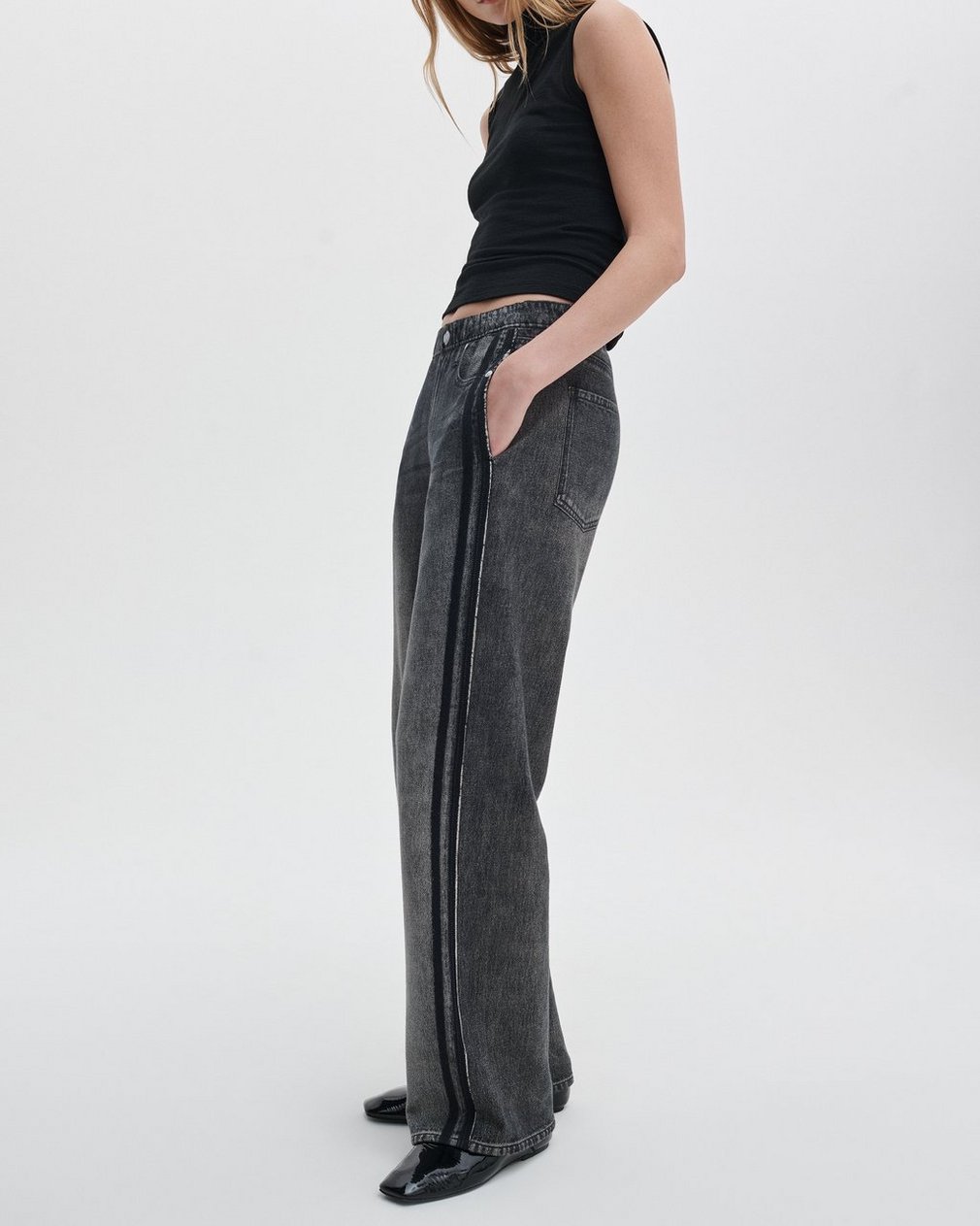 Miramar Wide-Leg Track Pants - Washed Black - Image 3