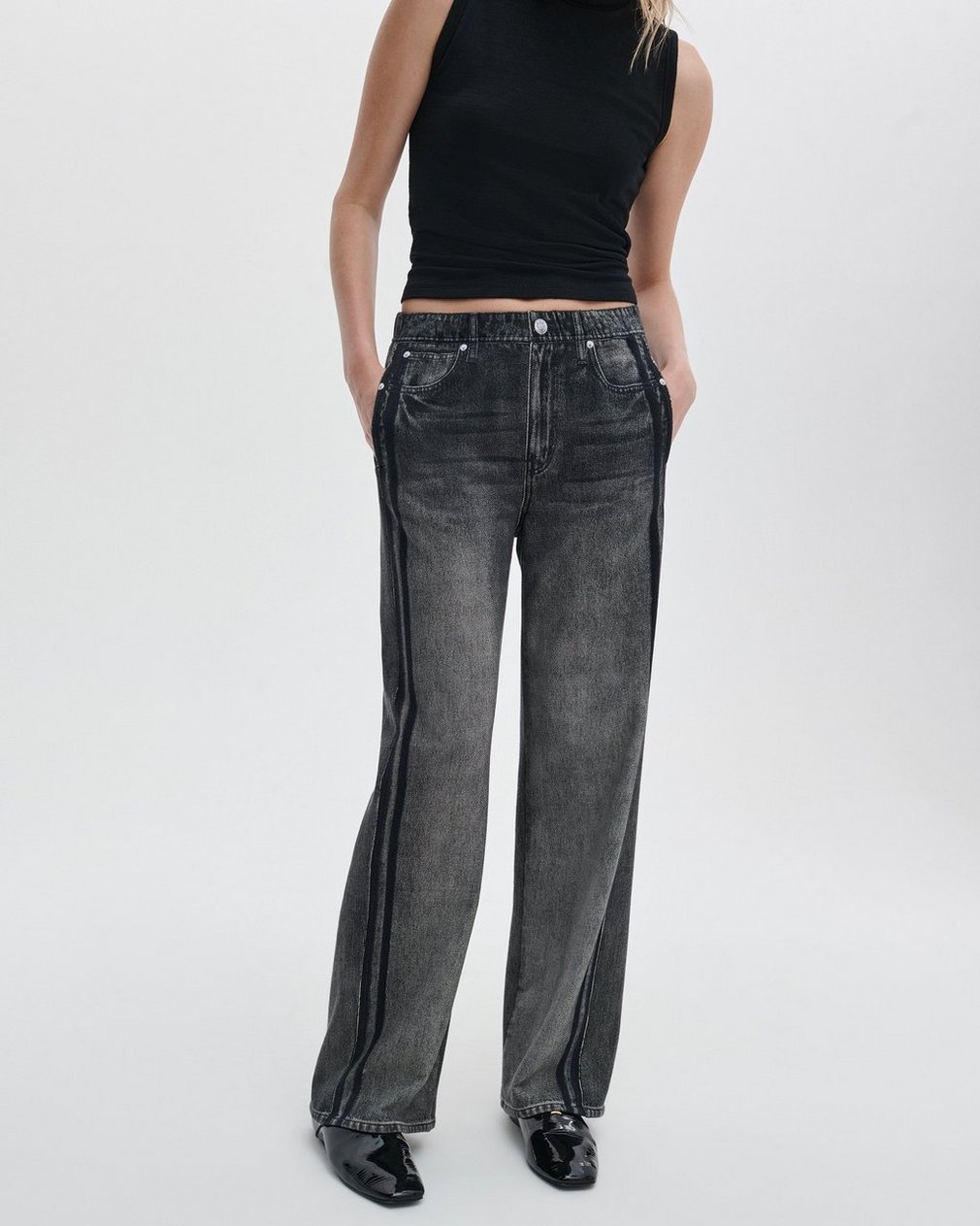 Miramar Wide-Leg Track Pants - Washed Black - Image 4