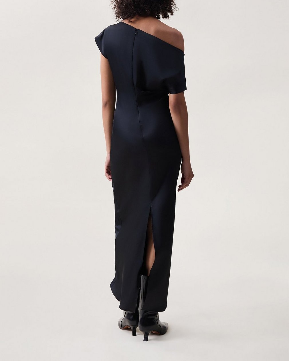 Evelyn Satin Dress - Black - Image 2