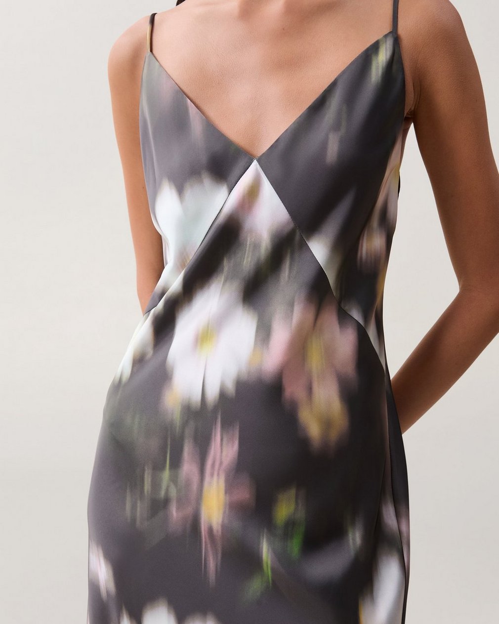 Rissa Satin Slip Dress - Yellow Floral - Image 3