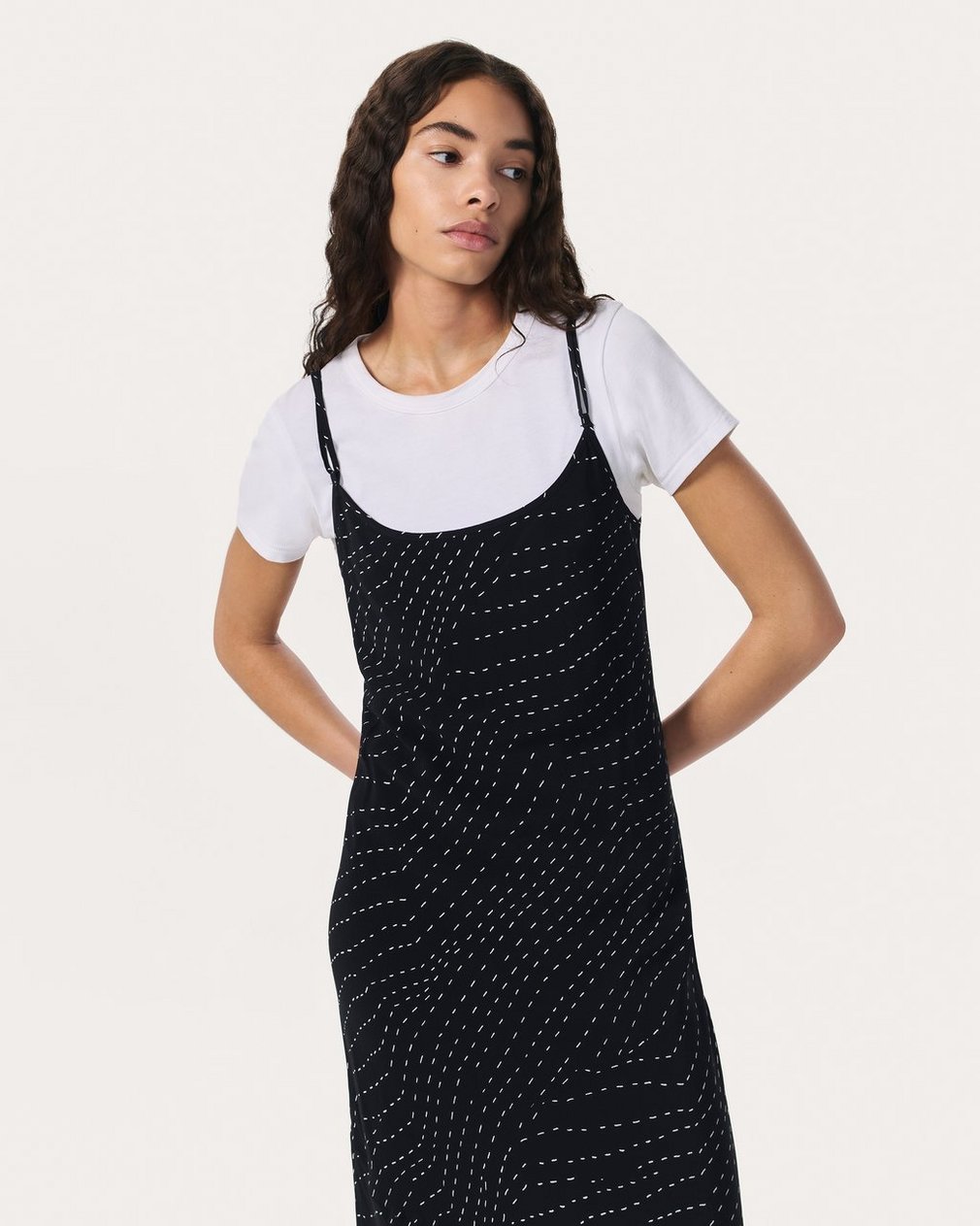 Alessia Printed Slip Dress - Black Print - Image 3
