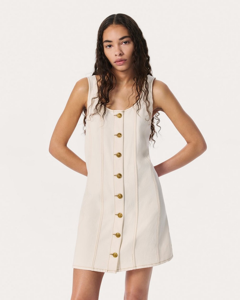 Laney Denim Dress - Ecru - Image 3