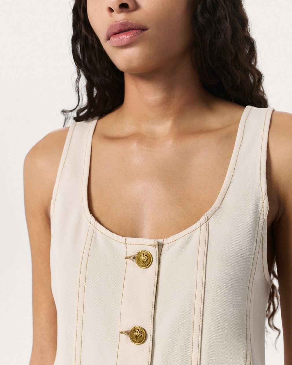 Laney Denim Dress - Ecru - Image 4