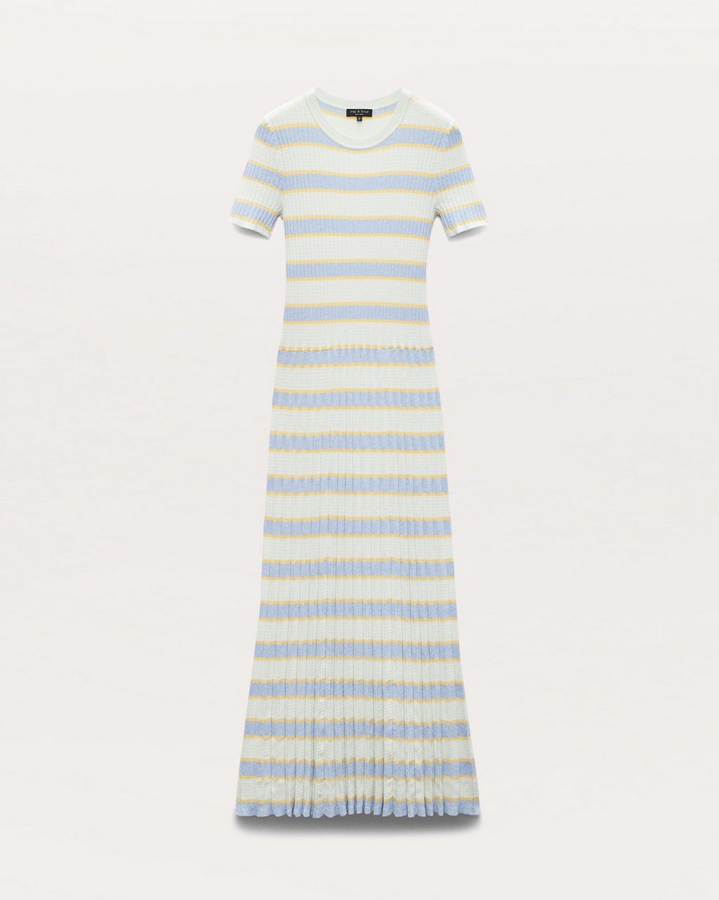 Eloise Striped Rib-Knit Pleated Midi Dress - Green Multi - Image 2
