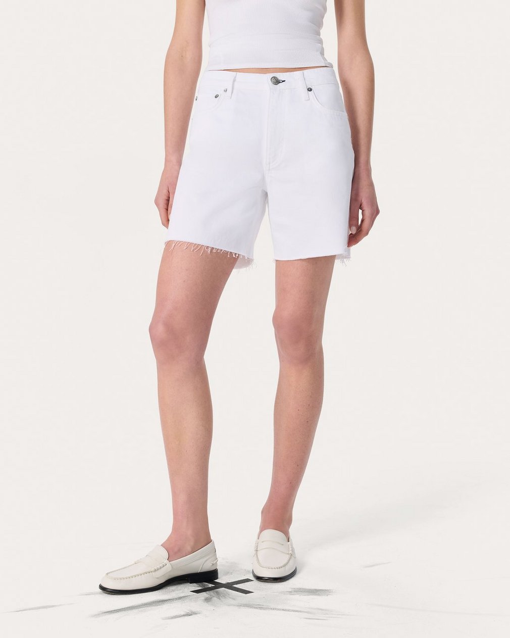 Kaia Denim Shorts - White - Image 3