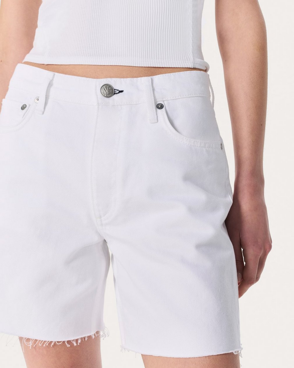 Kaia Denim Shorts - White - Image 4