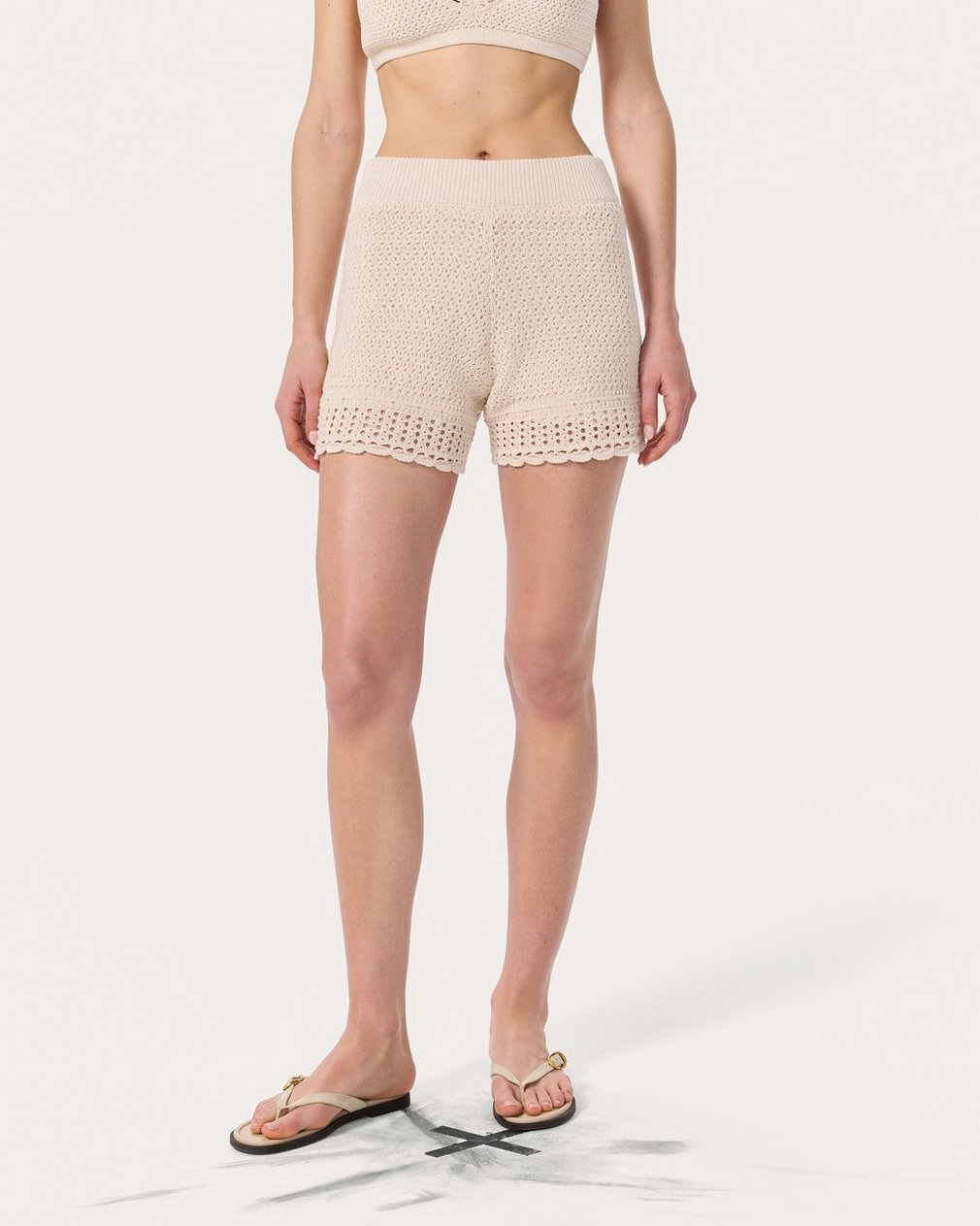 Khloe Open-Knit Shorts - Ivory - Image 3