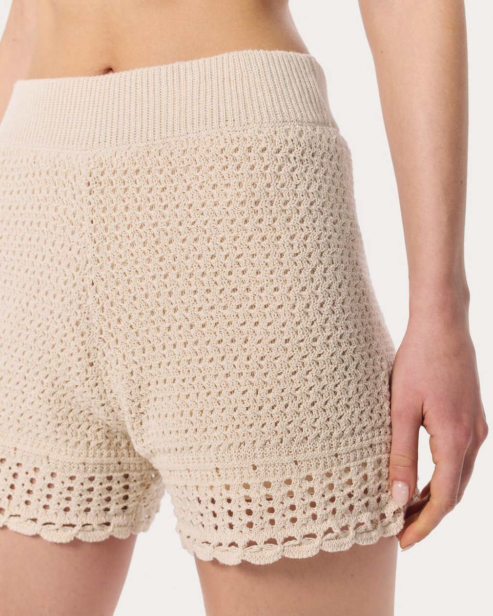 Khloe Open-Knit Shorts - Ivory - Image 4