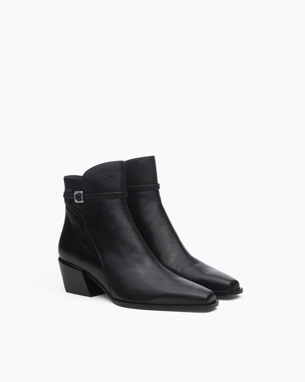 Joni Leather Buckle Boots - Black - Image 3