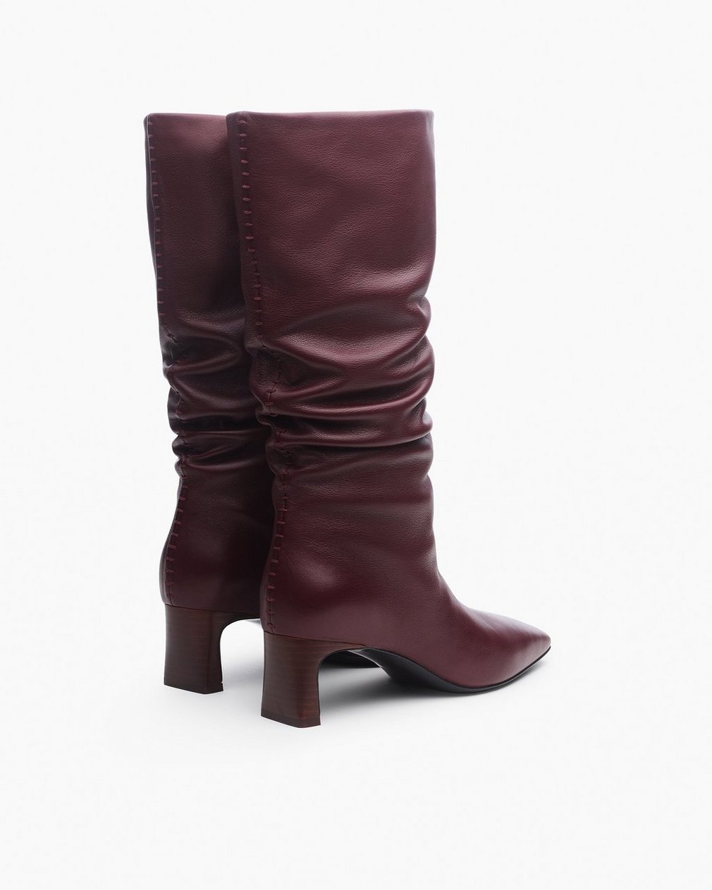 Astor Leather Slouch Boots - Bordeaux - Image 5