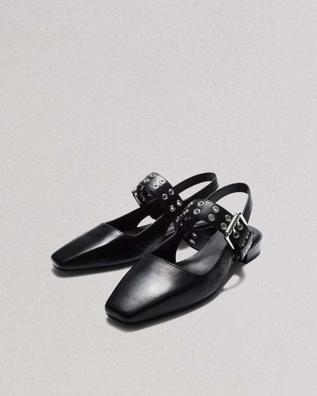 Astra Leather Slingback Flats - Black - Image 3