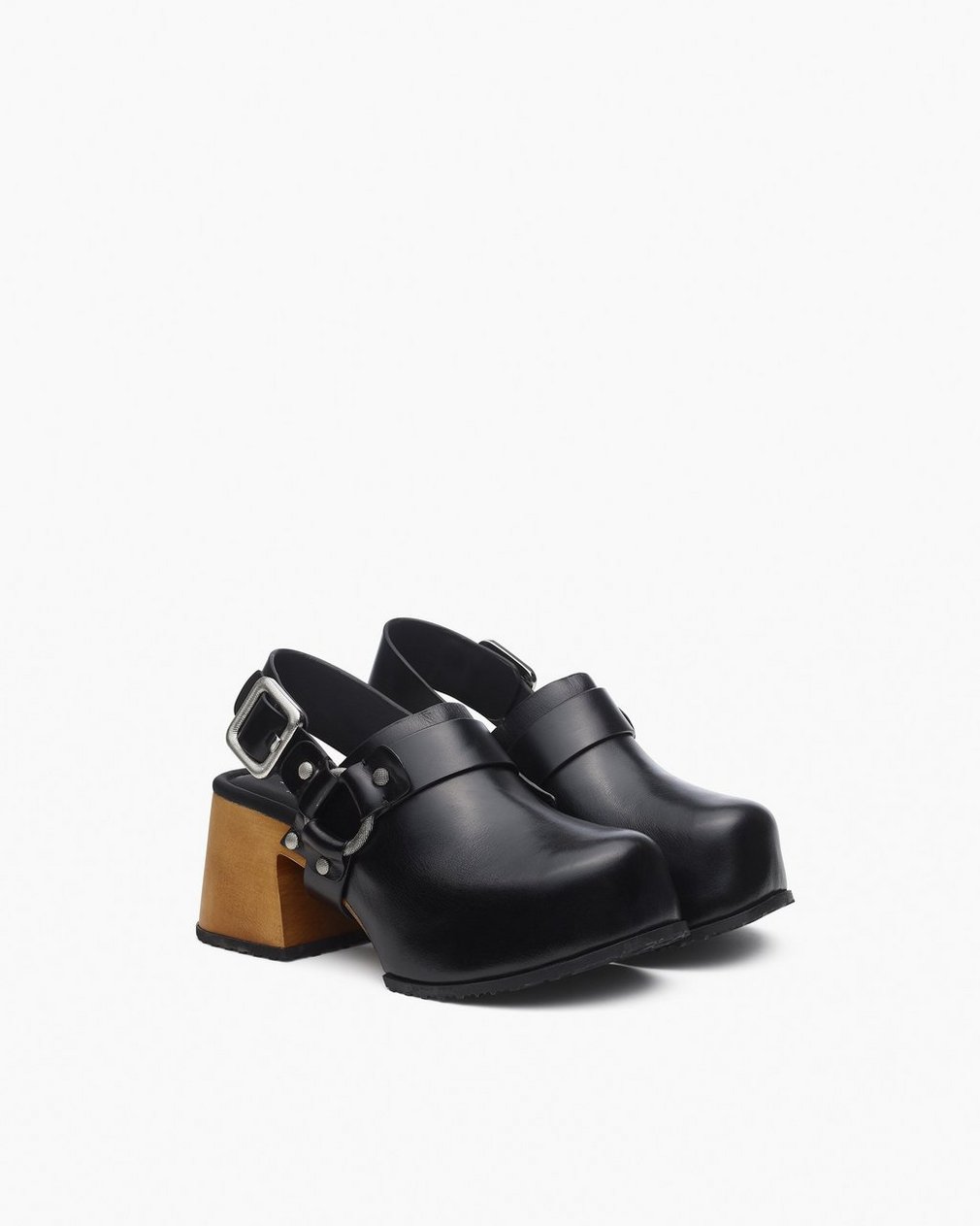 Farrah Leather Harness Clogs - Black - Image 3