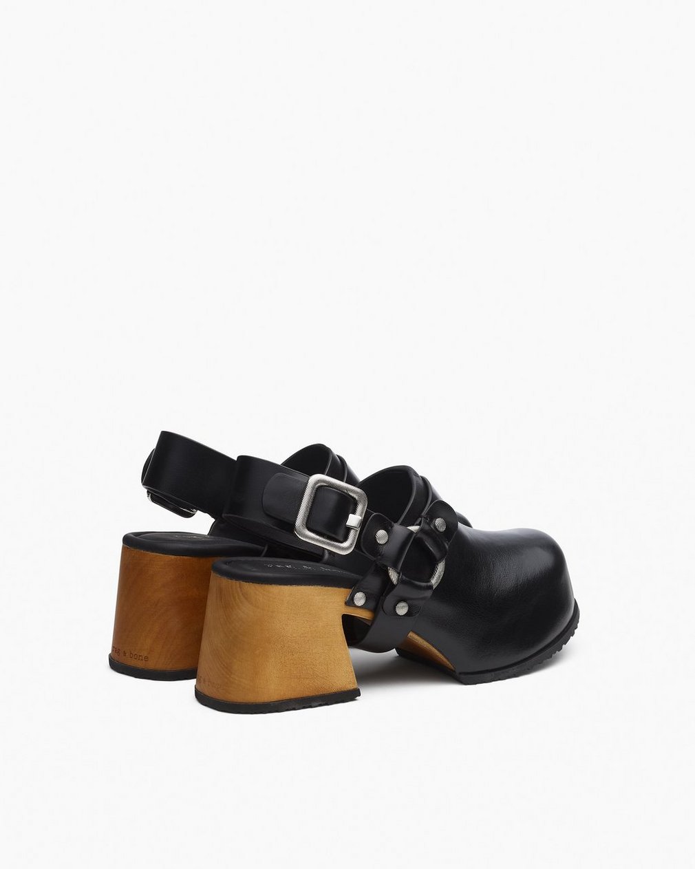 Farrah Leather Harness Clogs - Black - Image 4