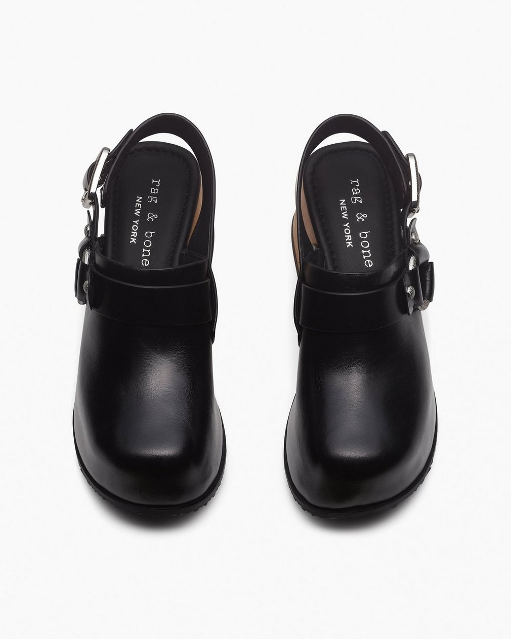 Farrah Leather Harness Clogs - Black - Image 5