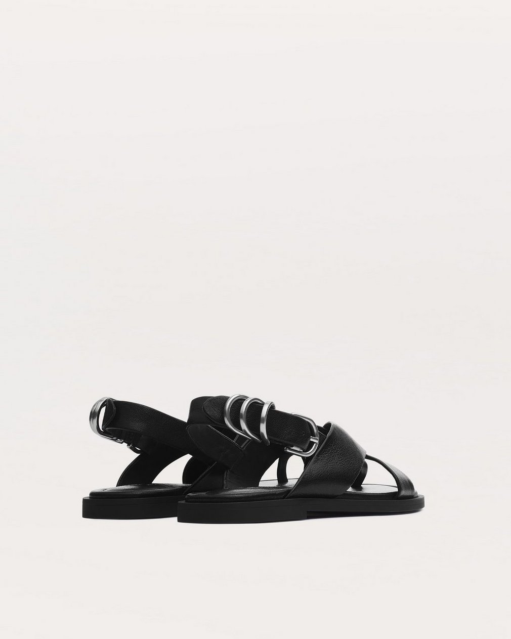 Gia Leather Crossover Sandals - Black - Image 3