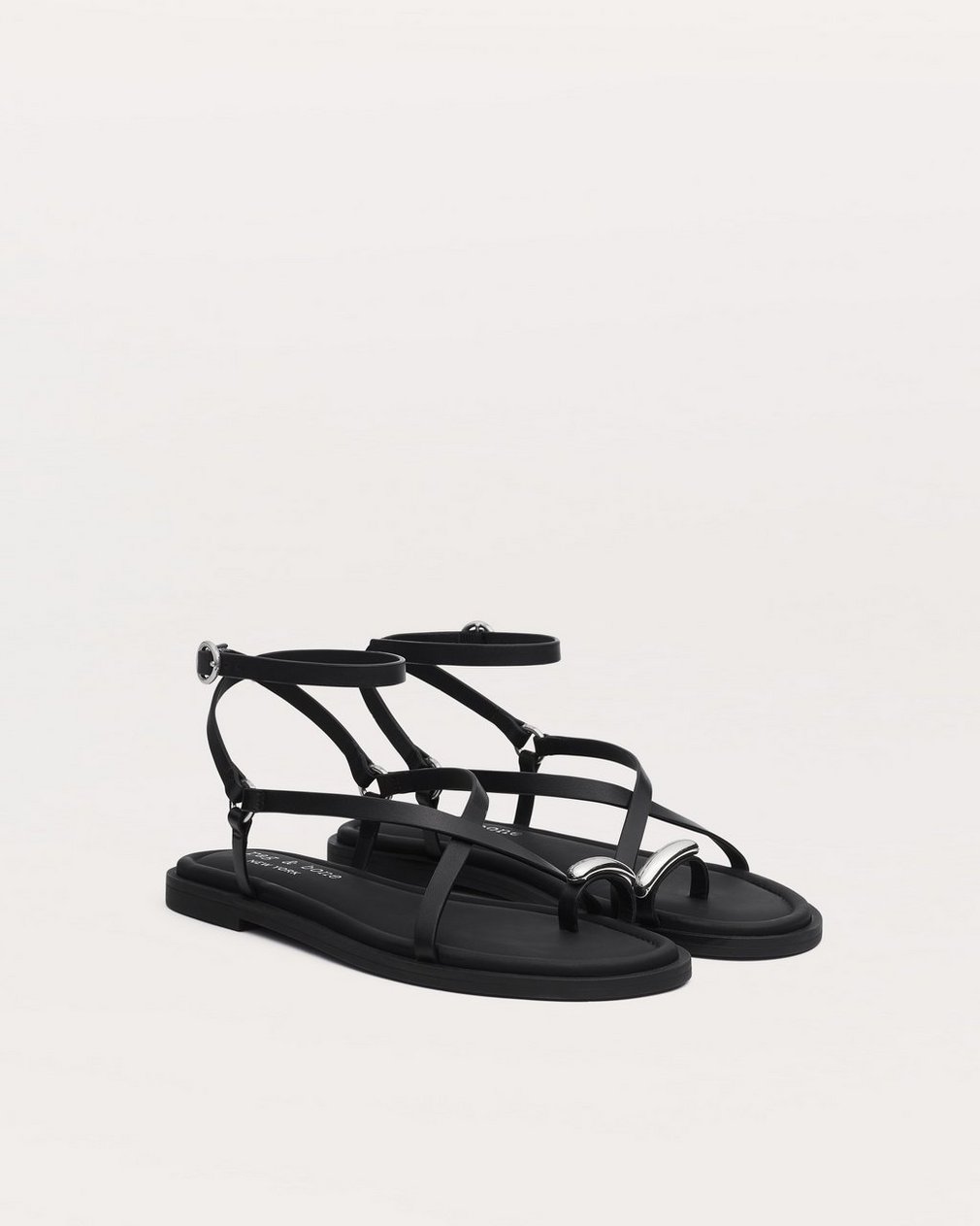 Geo Toe Ring Sandals - Black - Image 3