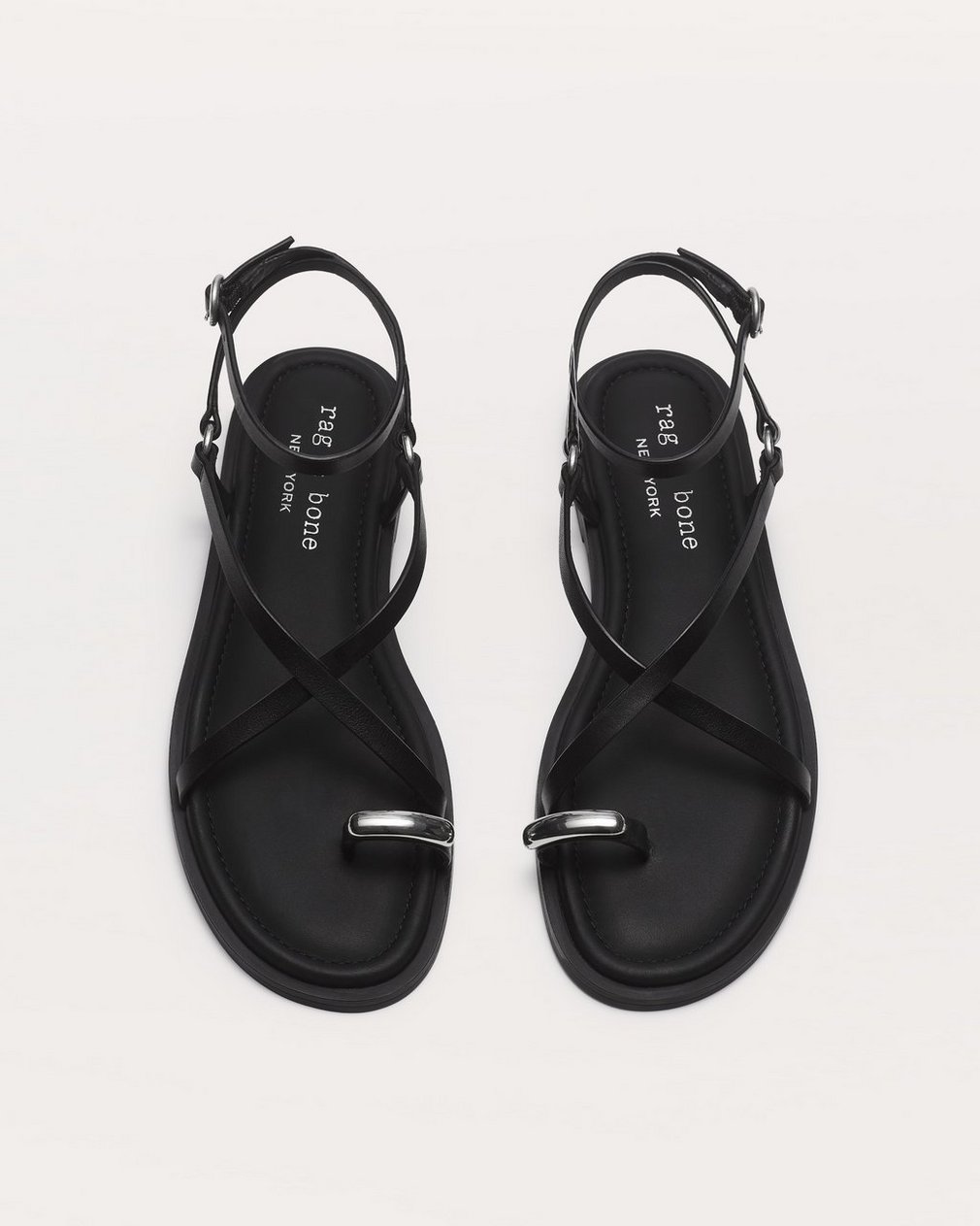 Geo Toe Ring Sandals - Black - Image 5