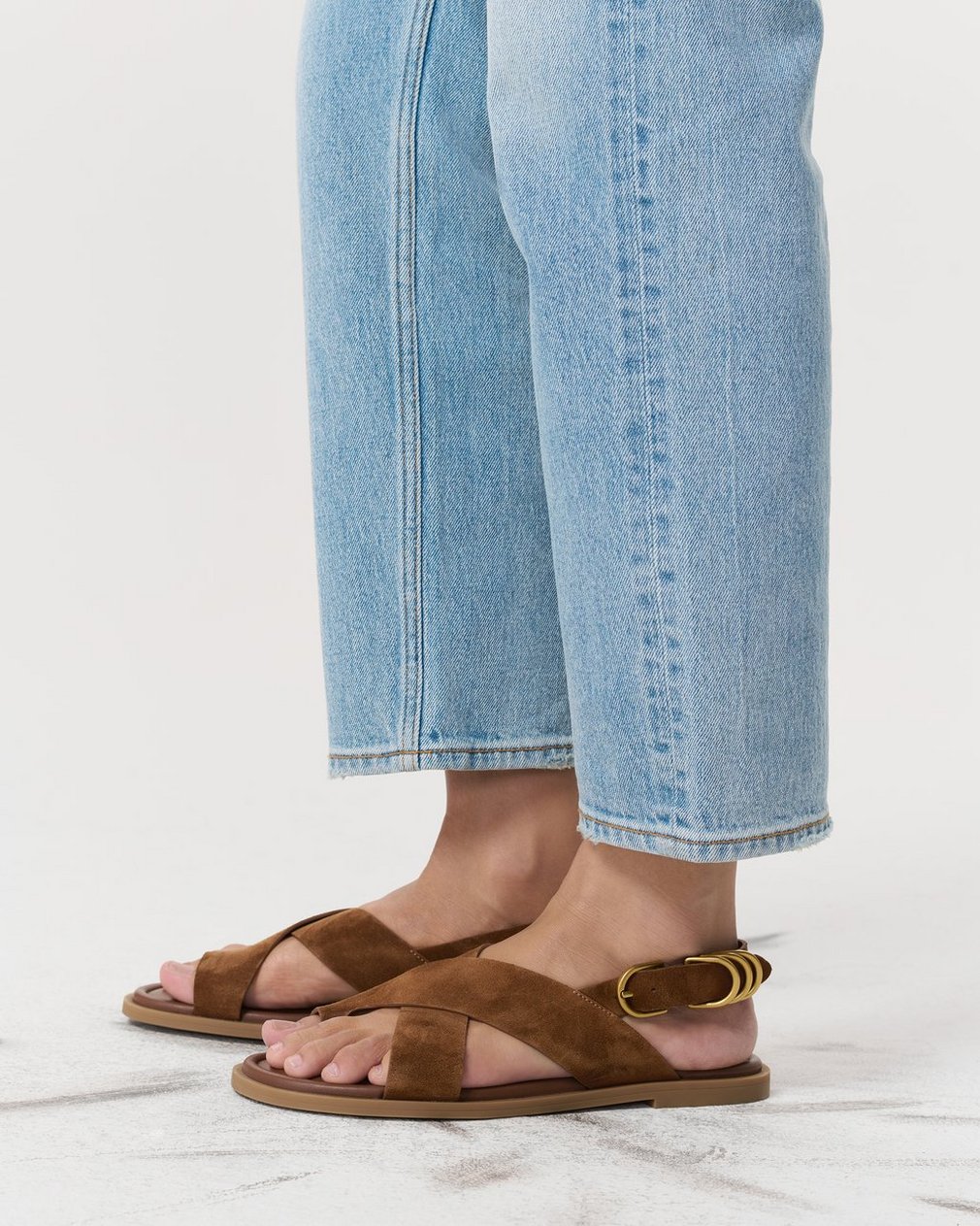 Gia Suede Crossover Sandals - Umber Suede - Image 2