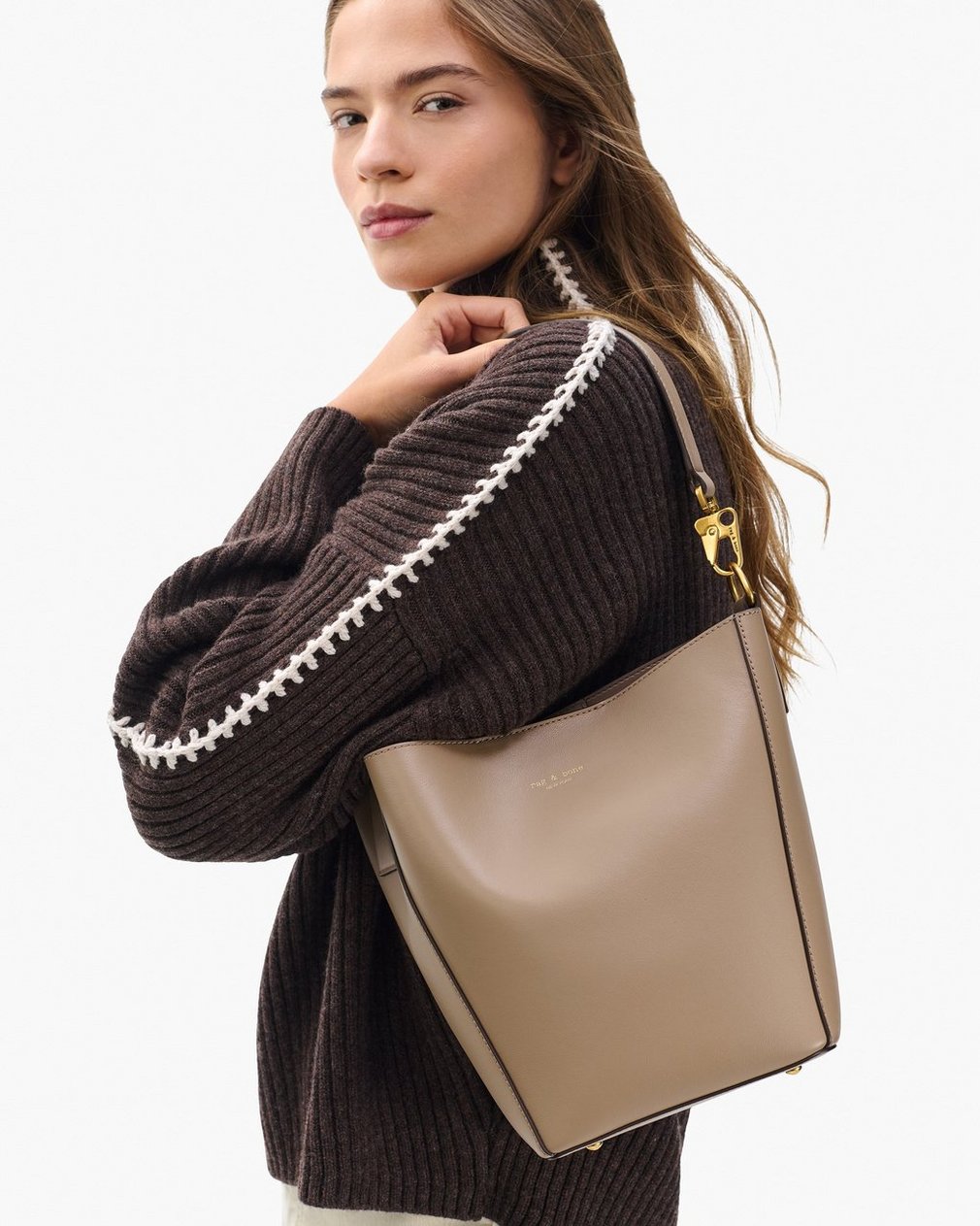 Parker Leather Bucket Bag - Clay - Image 2