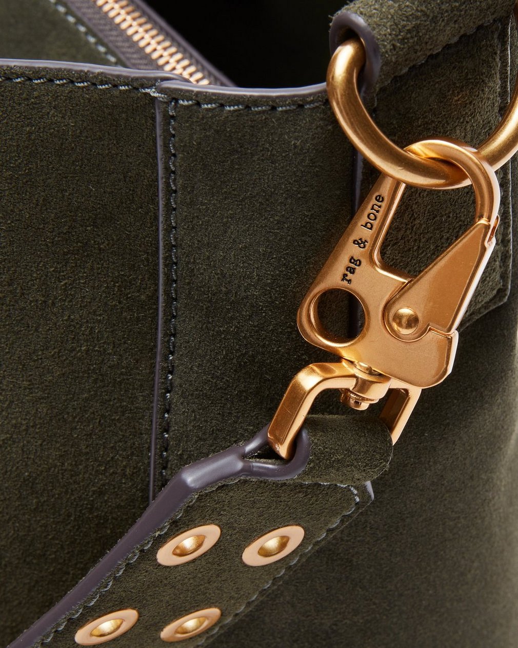 Parker Suede Bucket Bag - Forest - Image 8