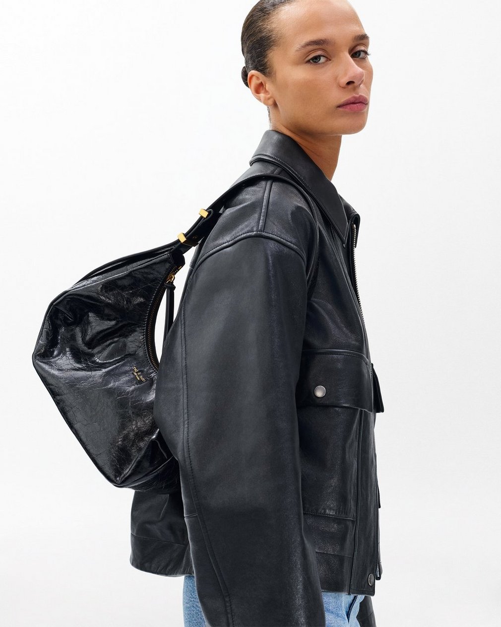 Hudson Leather Hobo - Black - Image 2
