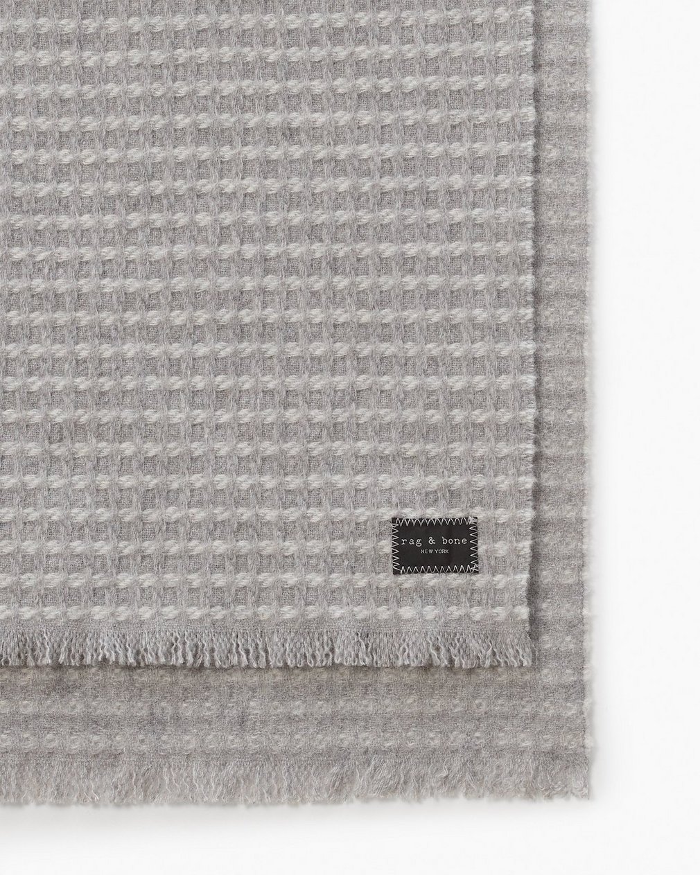 Joni Waffle-Knit Wool Scarf - Grey - Image 3